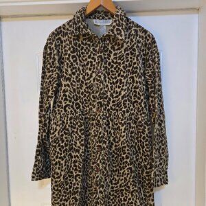 Women's Animal Print Corduroy Long Sleeve Jessica Howard Dress size 14 1990s